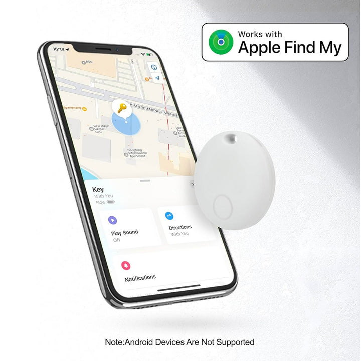 [2 Pack] MFI Certified Smart Bluetooth Tracker Works with Apple Find My (White, iOS only)