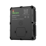 Single black rectangular GPS tracker with LED indicators, power button, and visible label details.