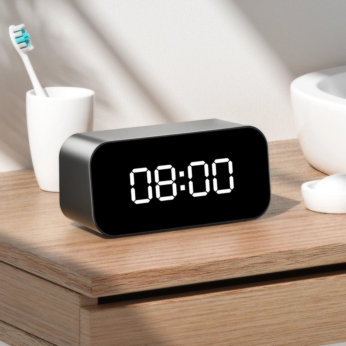 Tuya Series] 4K Table Alarm Clock Camera with Night Vision and Remote