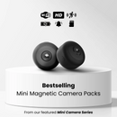 Product features image showcasing the features of the Mini Magnetic Camera - and the available multipacks, from the Mini Camera Series.