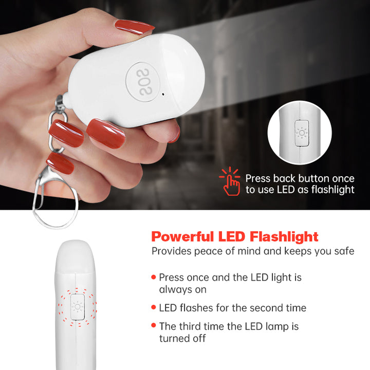 Infographic explaining the LED Flashlight built in to the device, including steps for single press on and off activation. - The Spy Store