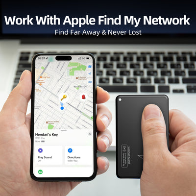 Card-Sized Smart Tracker - Apple Find My, 1-Year Battery, Wireless Charging (iPhone/iOS Only)