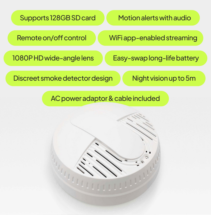 Smoke Detector Alarm Hidden Camera - WiFi Enabled