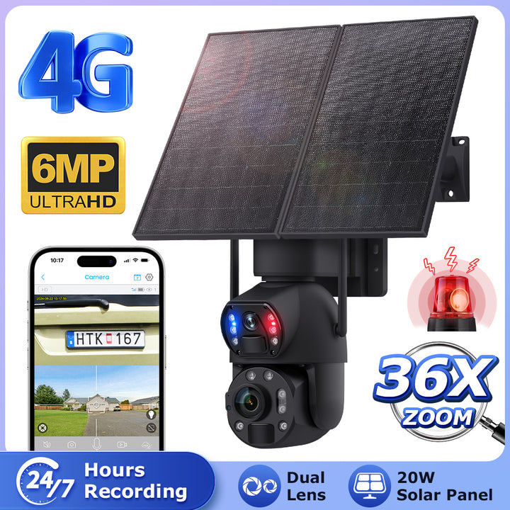 4G Solar Security Camera 36X PTZ Dual-Lens Pro