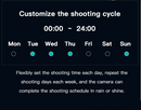 A digital interface showing a weekly shooting schedule with Tuesday, Thursday, and Sunday selected.