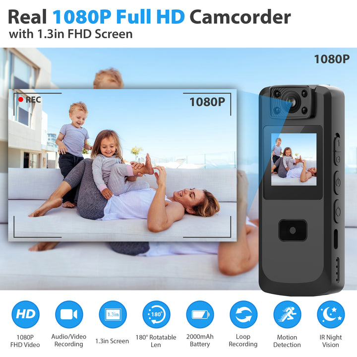 1080P Body Camera with Motion Detection and Night Vision