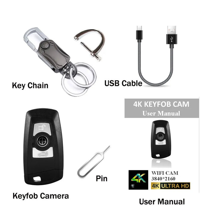 4K UHD Car Key Remote Spy Camera