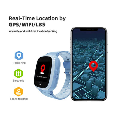 Kids Water Resistant GPS Smart Watch - Black