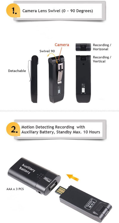 USB Mini Camera Audio Recorder 10hrs Battery Use