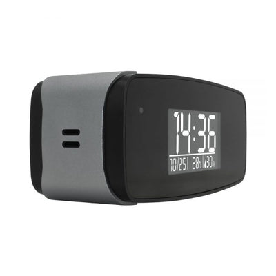 Side-on, angled view of the of the 1080P HD Wi-Fi Camera Clock