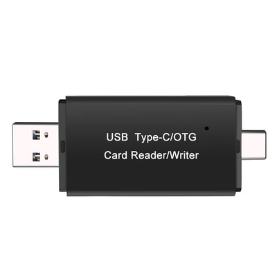 Front view of the OTG device, displaying its 3.0 USB and USB-C connectors.